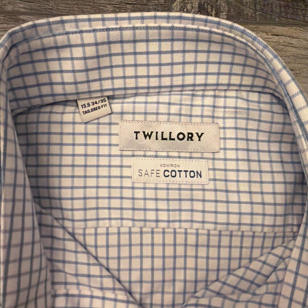 Twillory Button Up Dress Shirt Men's 15.5 34/35 Tailored Fit Safe Cotton Stretch - Picture 3 of 6
